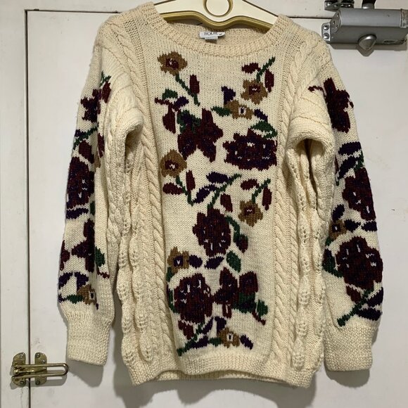 VINTAGE ROUIE FLORAL KNIT WOOL SWEATERS SIZE S - Picture 2 of 10